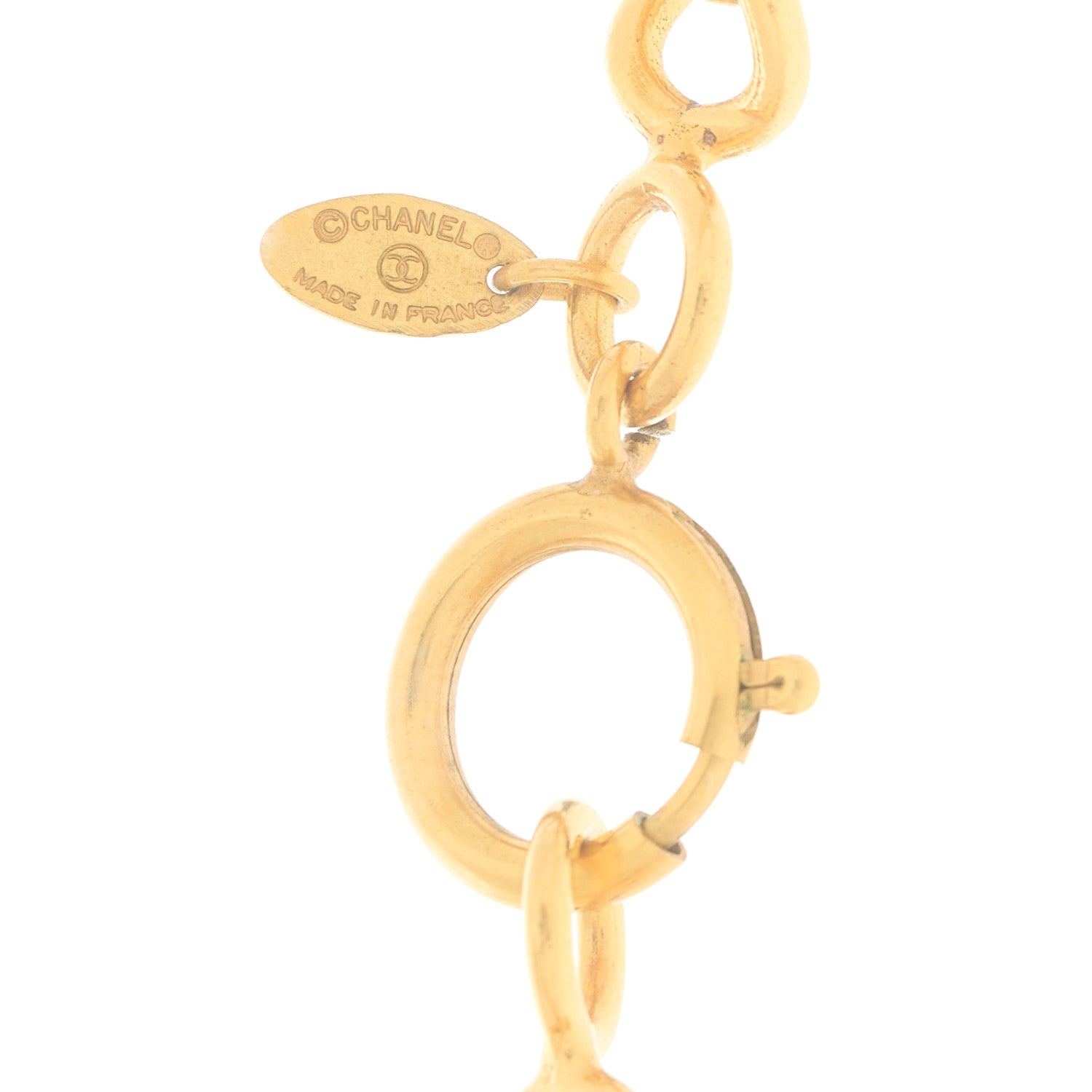 Chanel Metal Chain Link CC Medallion Choker Necklace Gold 3 of 3