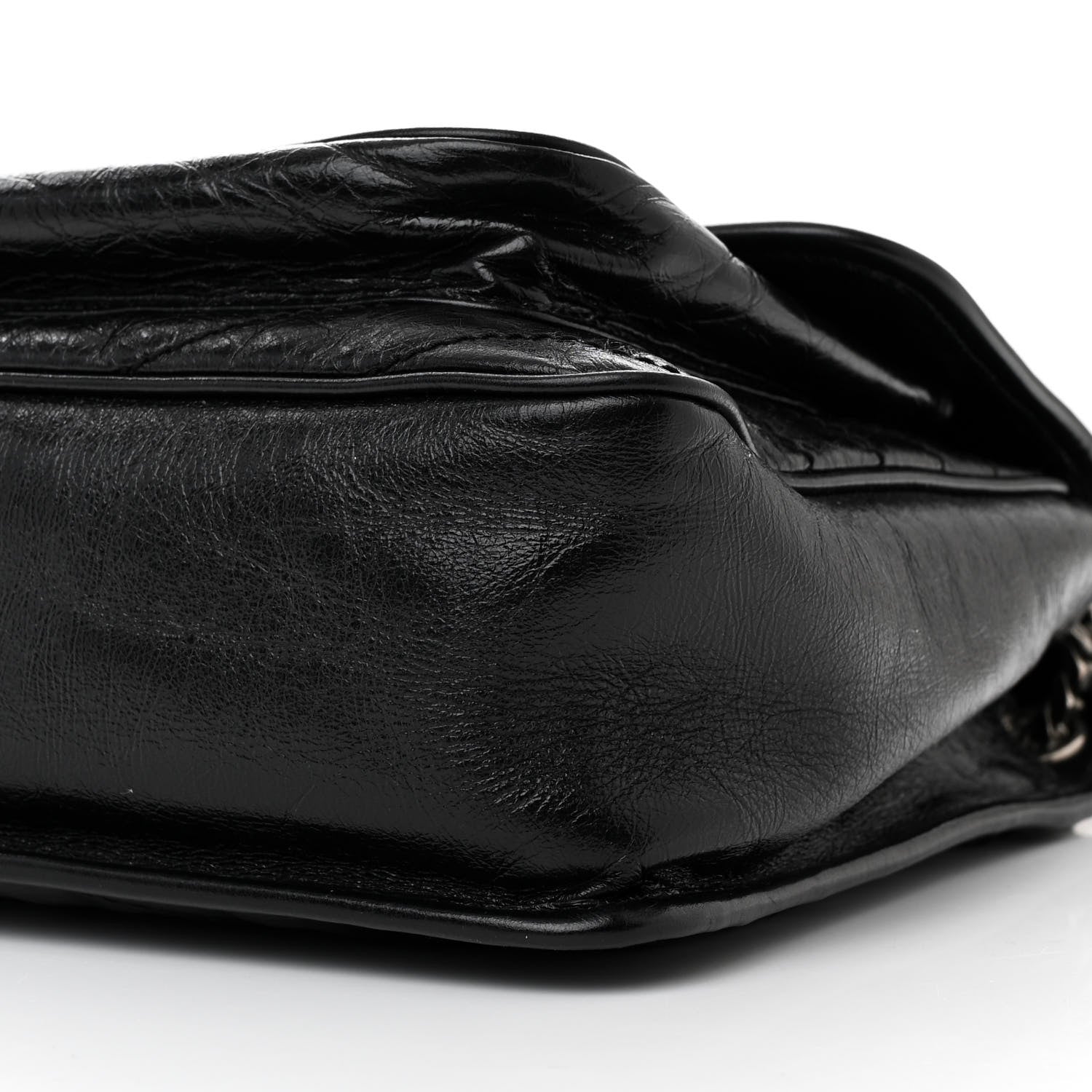Saint Laurent Crinkled Calfskin Matelasse Monogram Large Niki Chain Satchel Black 10 of 14