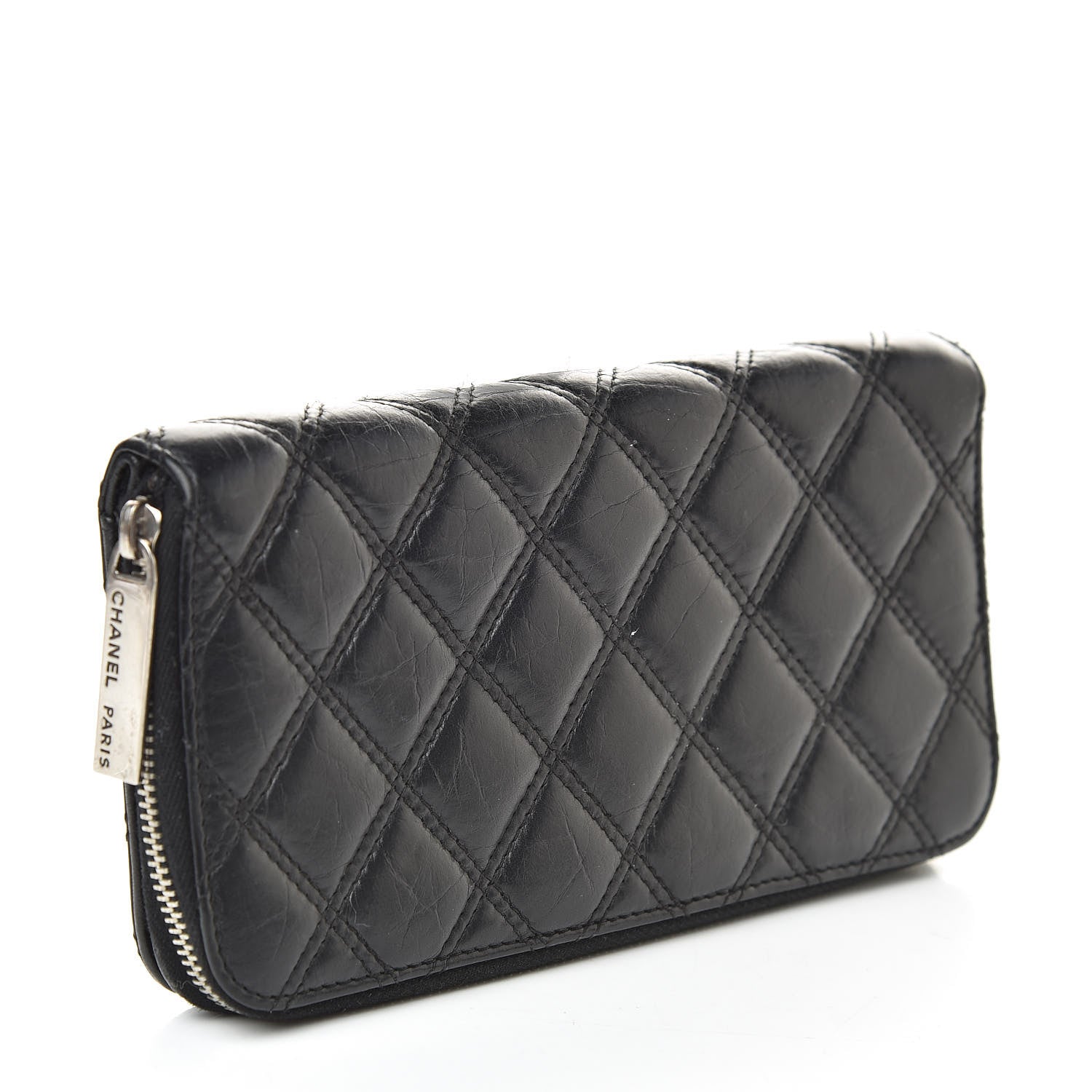 Chanel Aged Calfskin Quilted Paris New York PNY Wallet Black 3 of 8