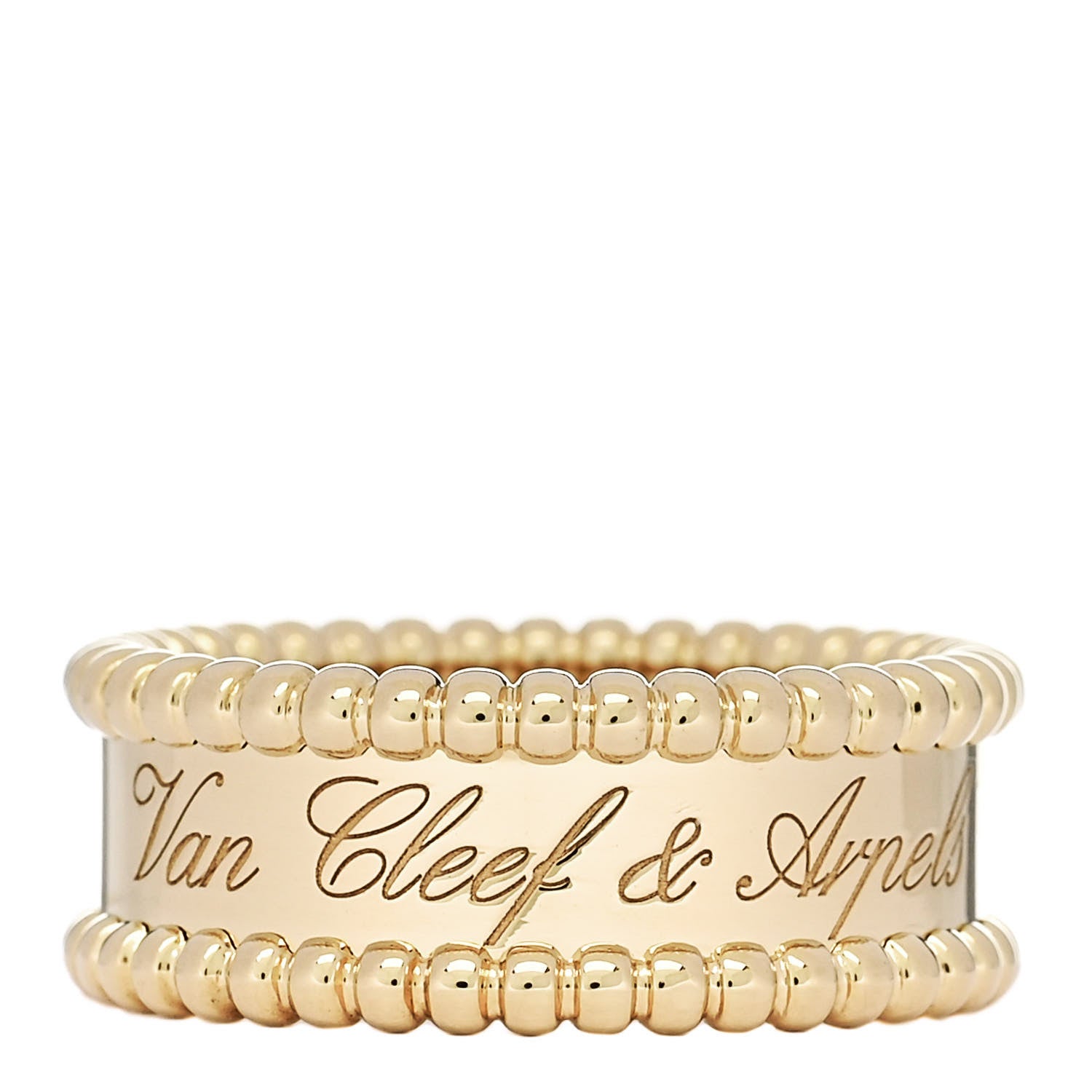 Van Cleef & Arpels 18K Yellow Gold Perlee Signature Ring 54 7 1 of 5