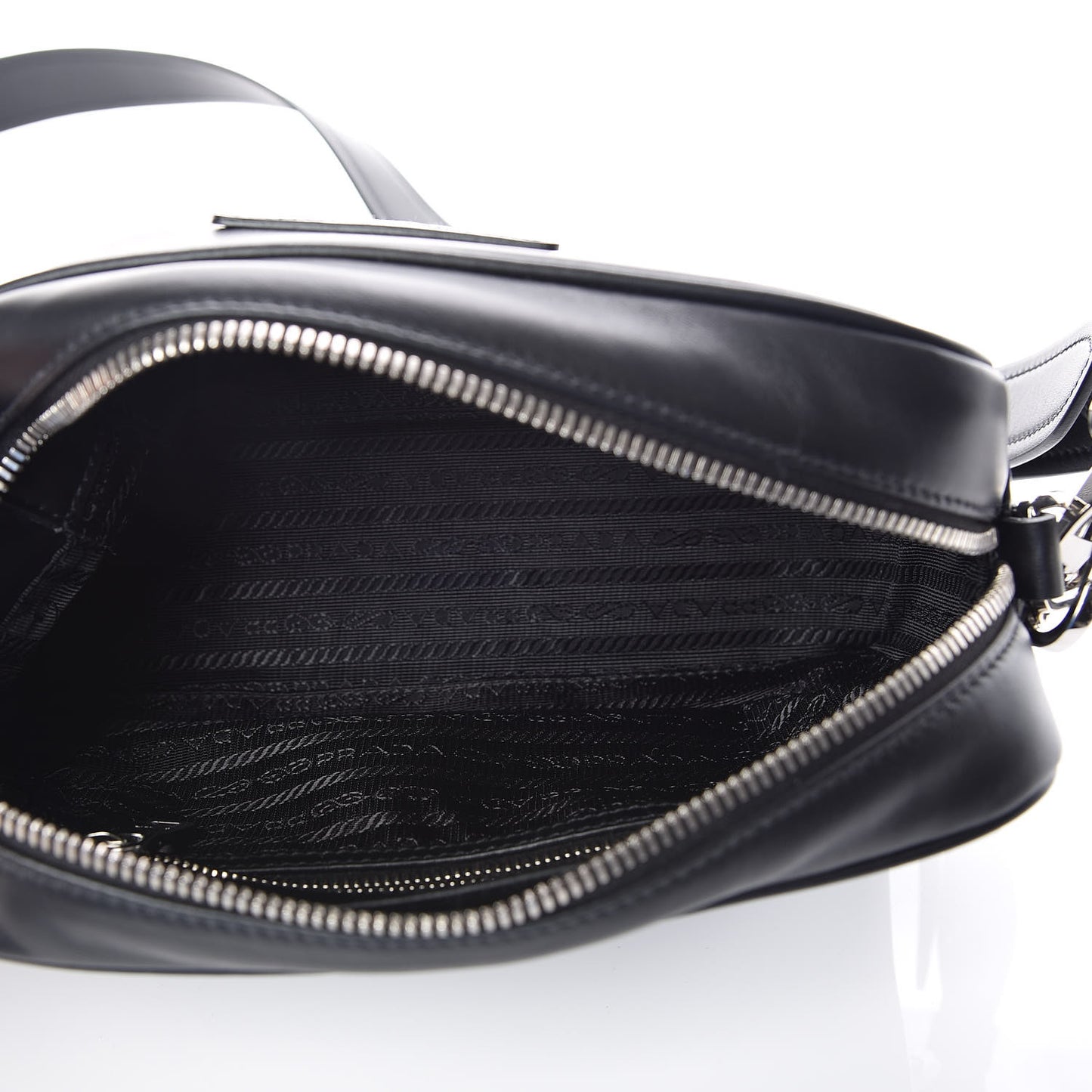 City Calfskin Racing Logo Camera Bag Black Fuxia