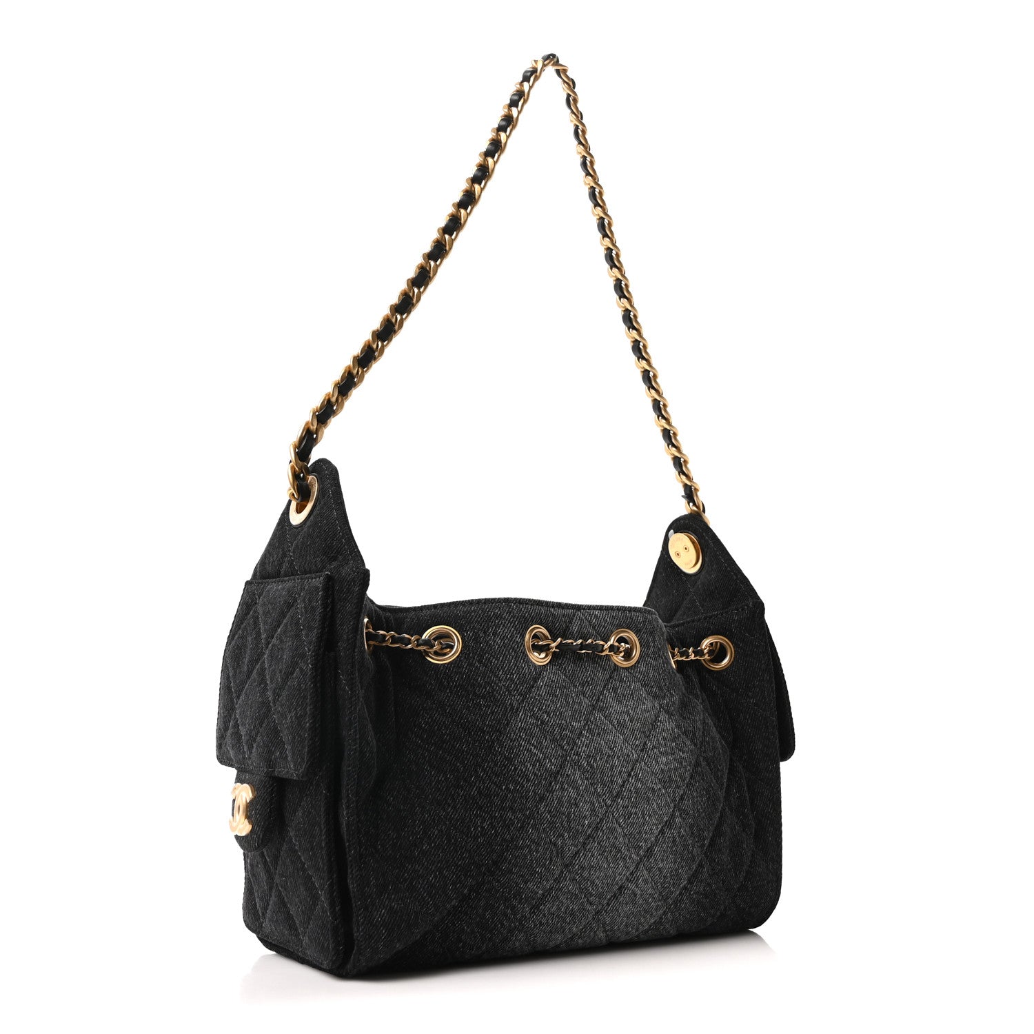 Chanel Washed Denim Quilted Mini Chanel 25 Handbag Black 1819521
