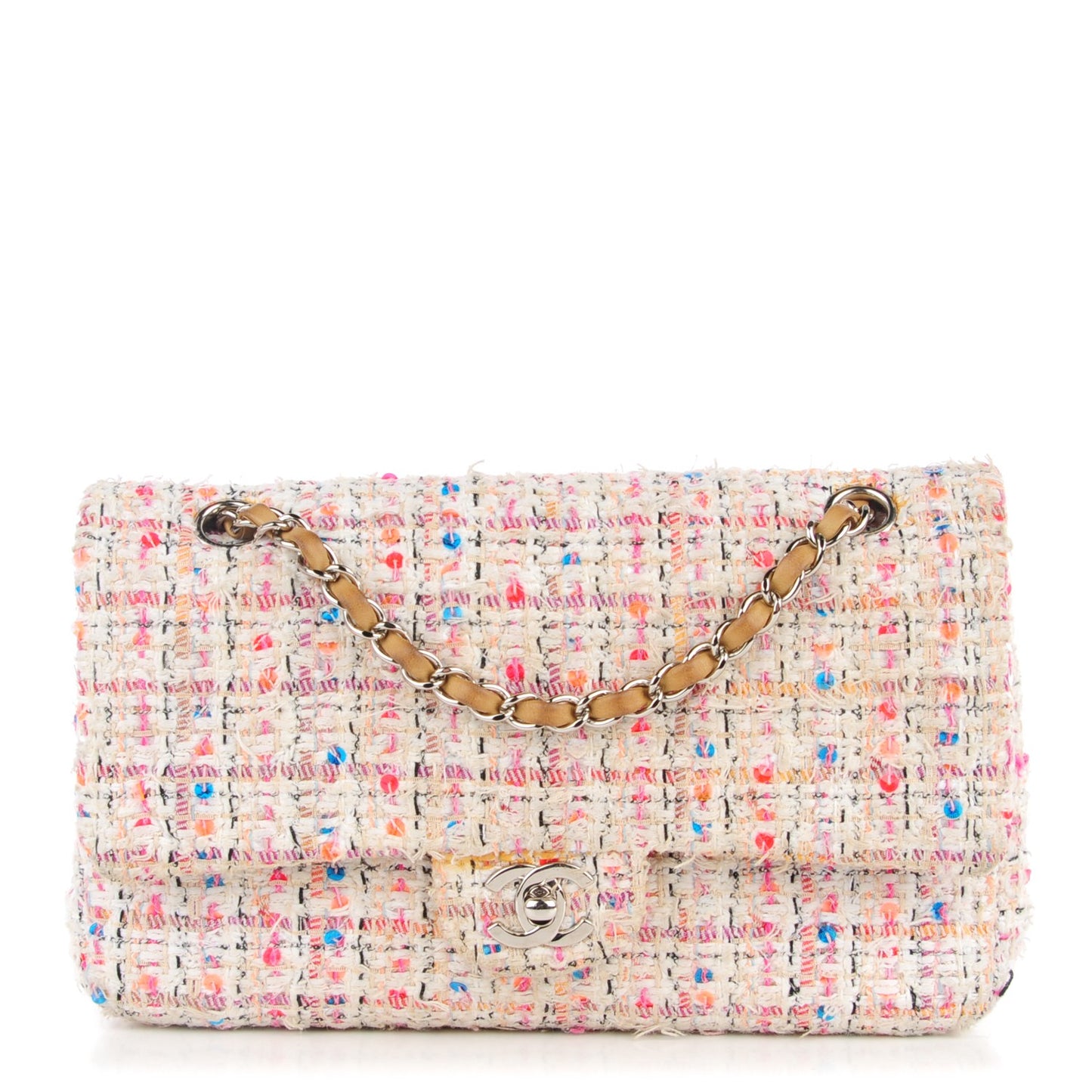 Tweed Quilted Medium Fantasy Sequin Double Flap Multicolor