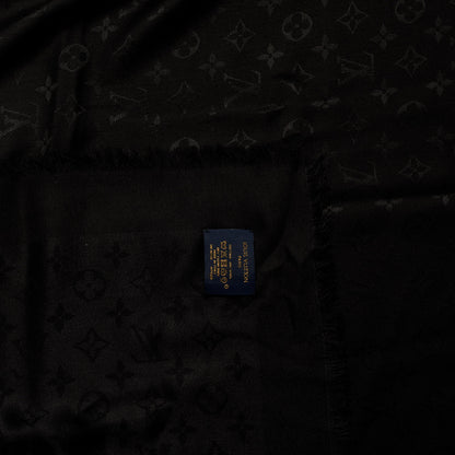 Louis Vuitton Silk Wool Monogram Shawl Black 3 of 3