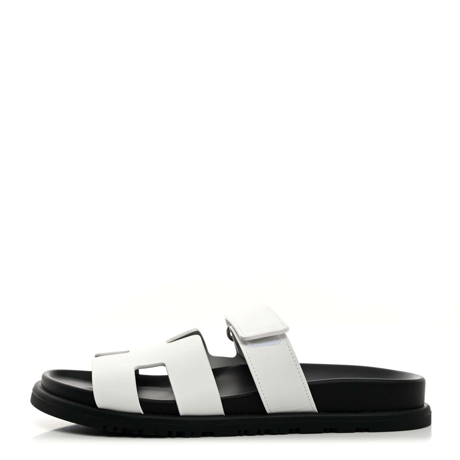 Hermes Calfskin Womens Chypre Sandals 37.5 White 1 of 9