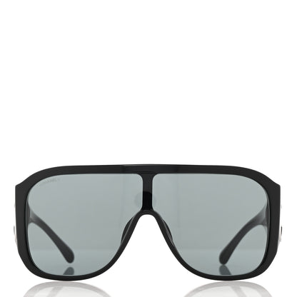 Chanel Acetate Crystal CC Shield Sunglasses 5466-B Black 2 of 9