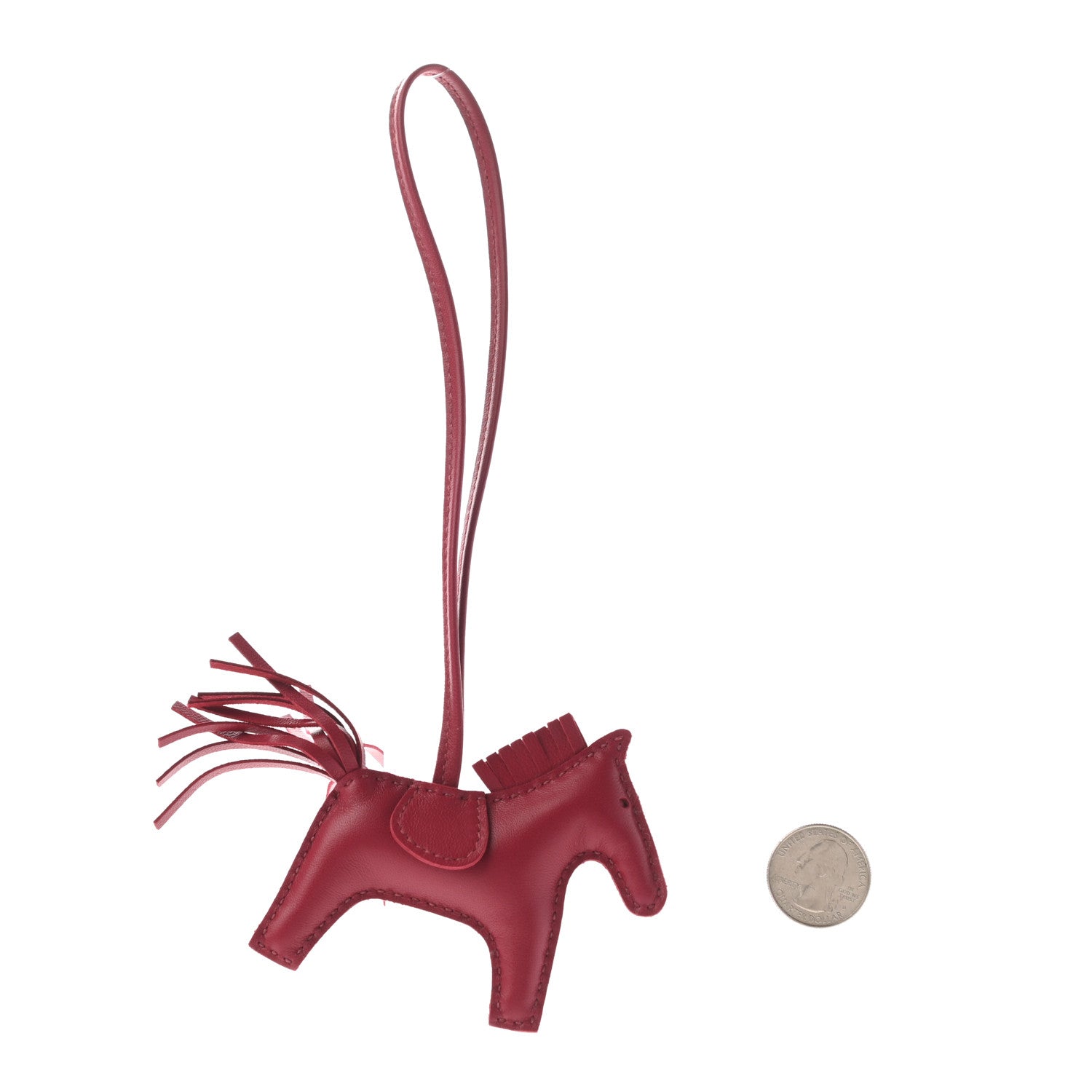Hermes Milo Lambskin Grigri Rodeo Horse Bag Charm PM Rubis 2 of 4