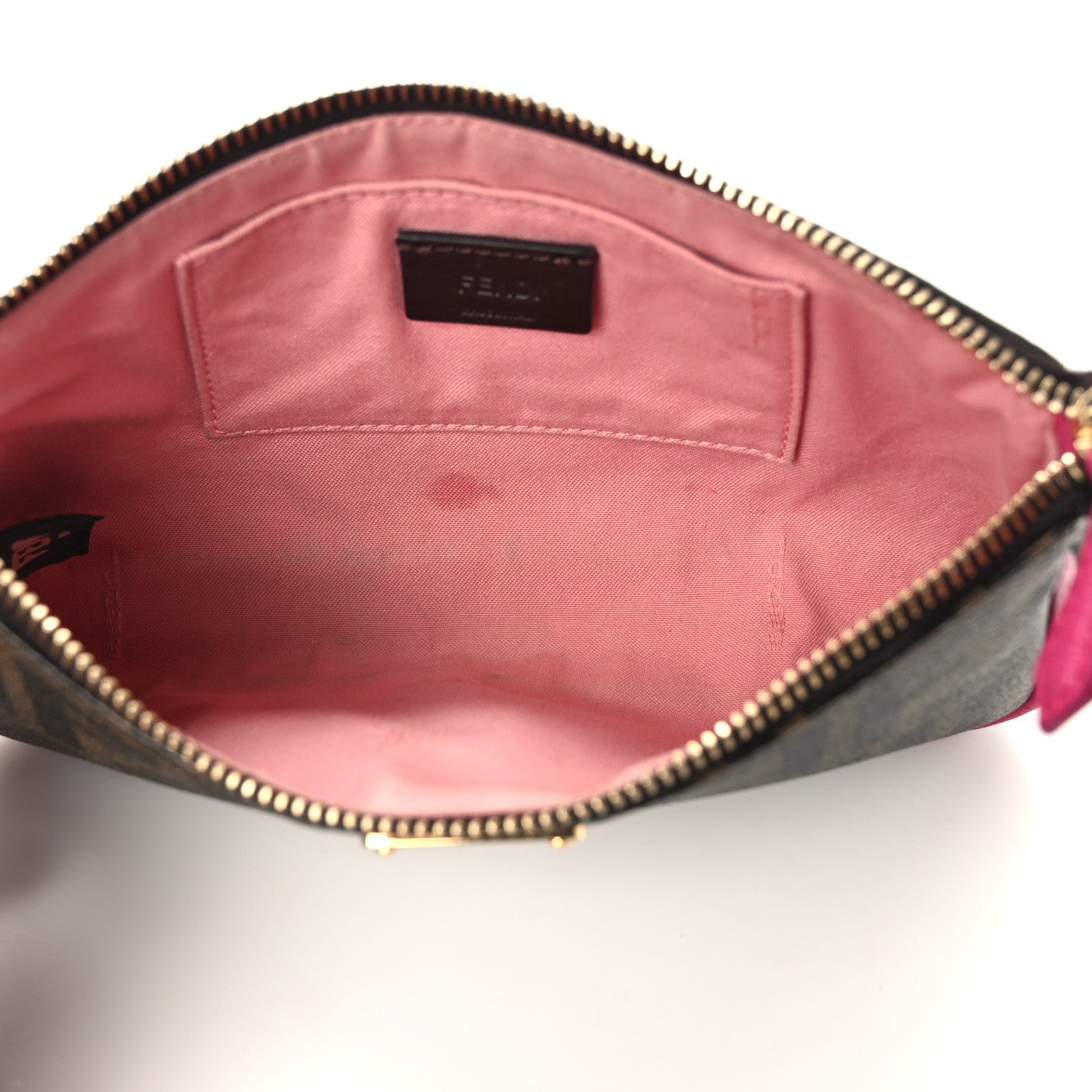 Fendi Zucca Spalmati Vitello Elite Pochette Tobacco Ciclamino 5 of 14