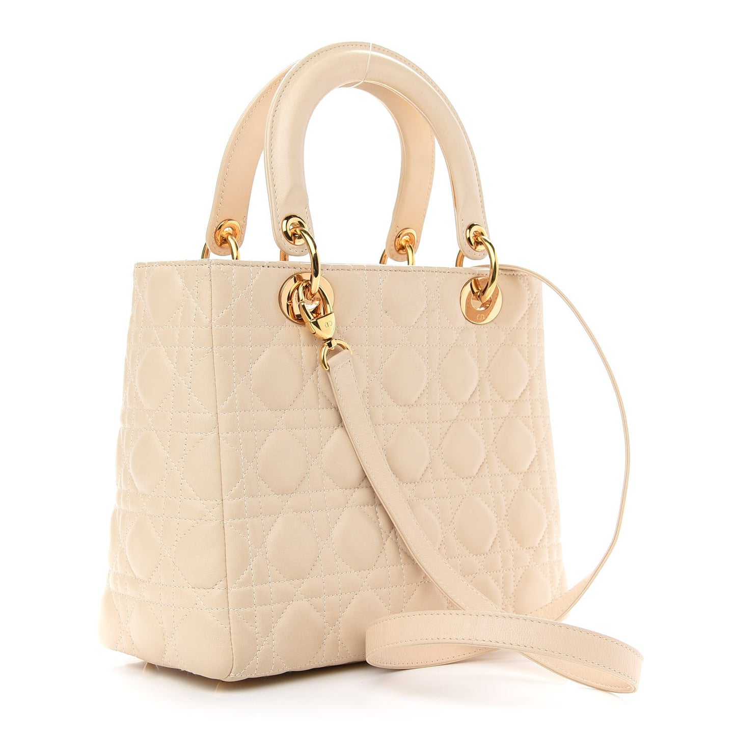 Lambskin Cannage Medium Lady Dior Light Beige