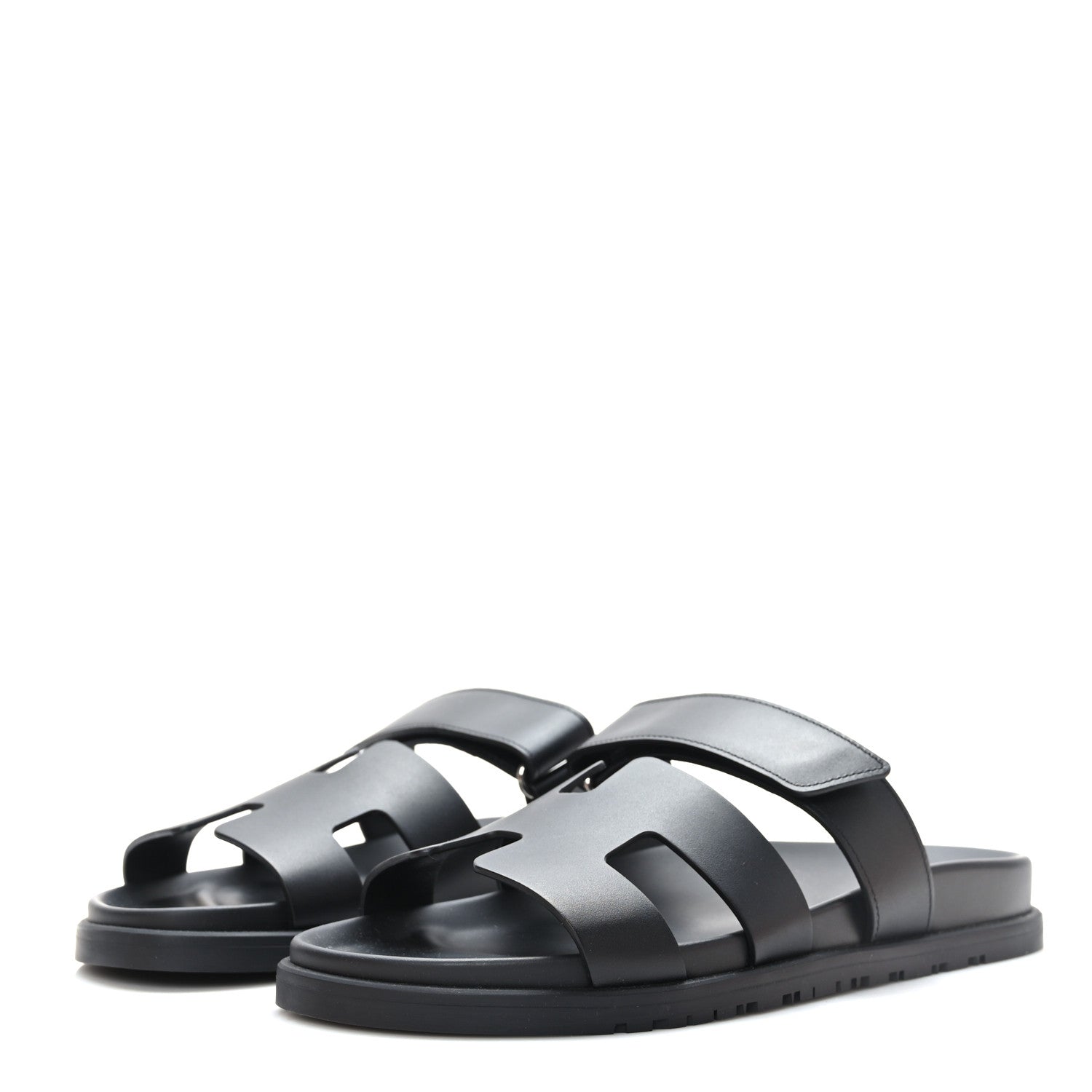 Hermes Calfskin Womens Chypre Sandals 39.5 Black 3 of 9