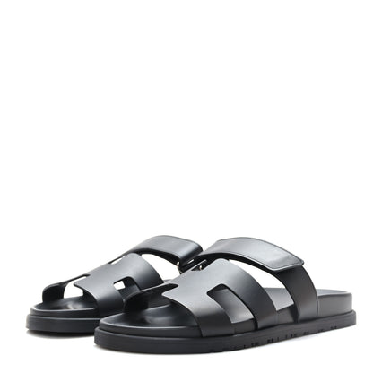 Hermes Calfskin Womens Chypre Sandals 39.5 Black 3 of 9