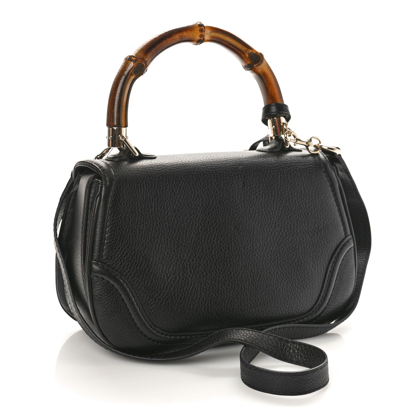 Calfskin Medium New Bamboo Top Handle Bag Black
