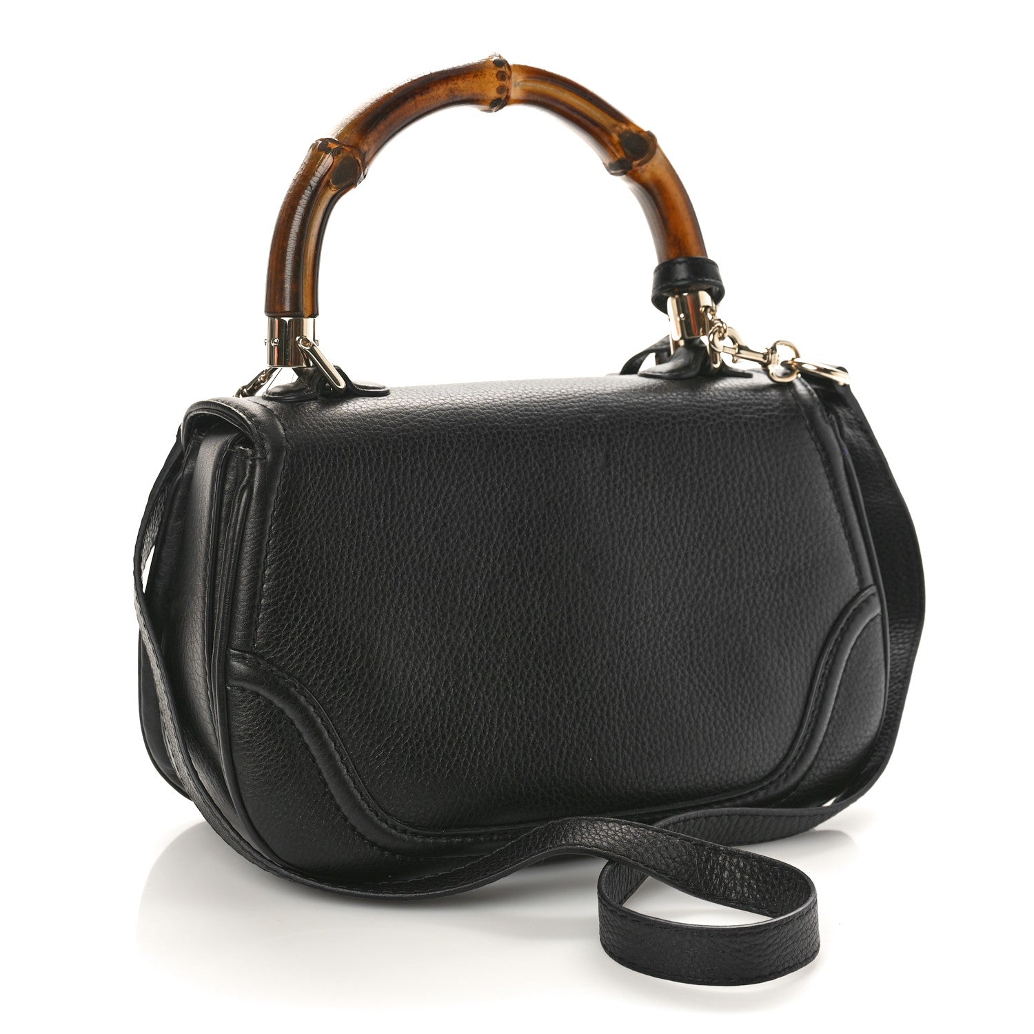 Gucci Calfskin Medium New Bamboo Top Handle Bag Black 2 of 8