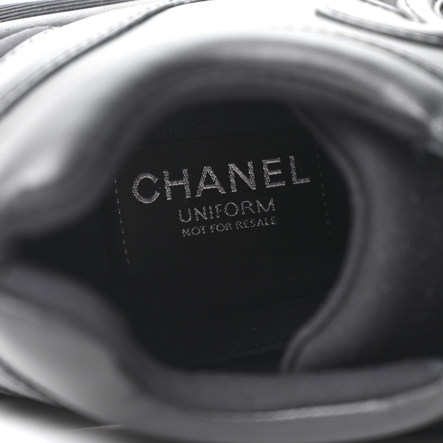 Chanel Lambskin Fabric CC Uniform Sneakers 38.5 Black 8 of 10