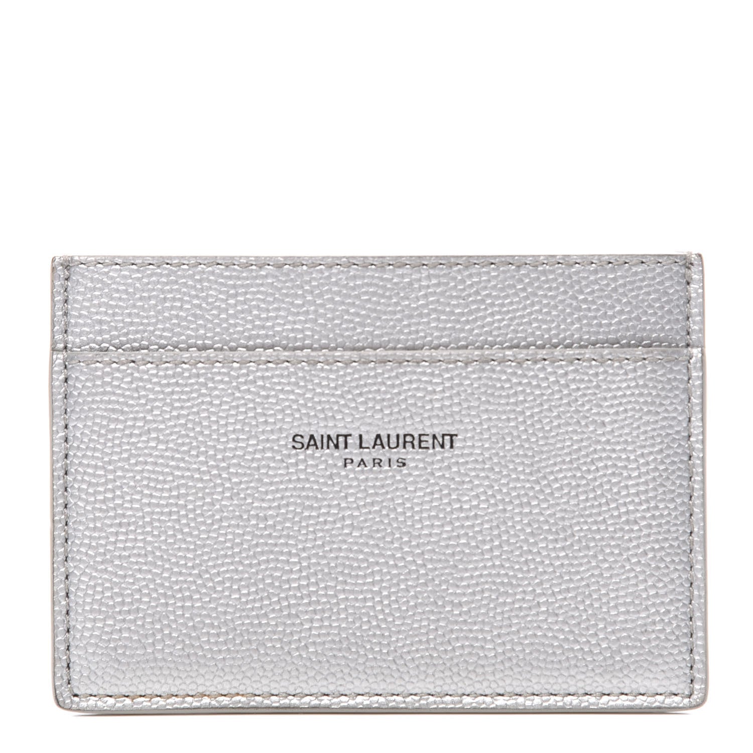 Saint Laurent Grain De Poudre Card Case Argento 1 of 9