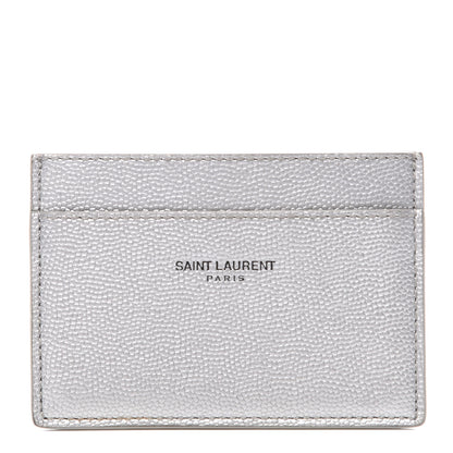 Saint Laurent Grain De Poudre Card Case Argento 1 of 9