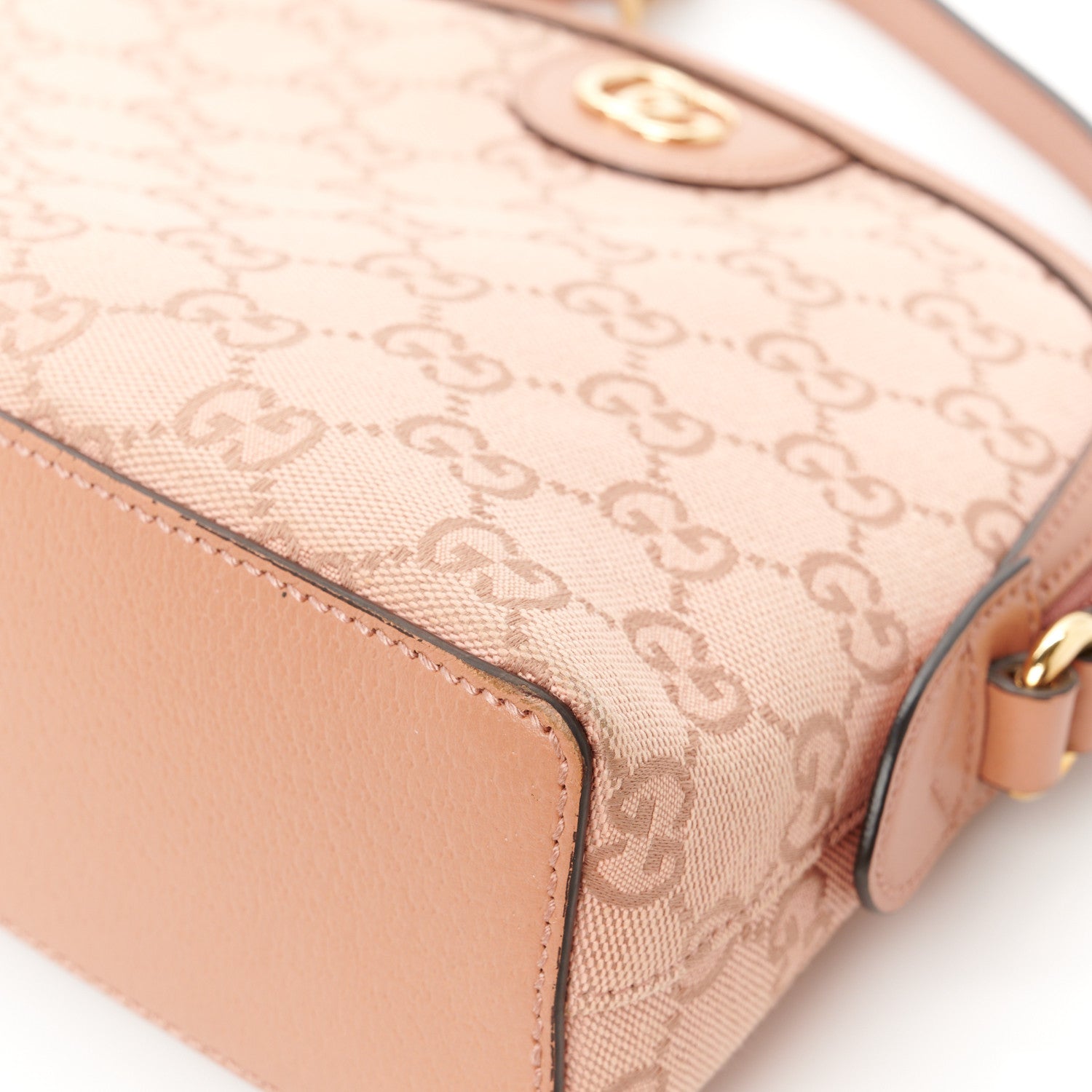 Gucci Monogram Textured Dollar Calfskin Small Ophidia Dome Shoulder Bag Cloche Rose Pink 11 of 13
