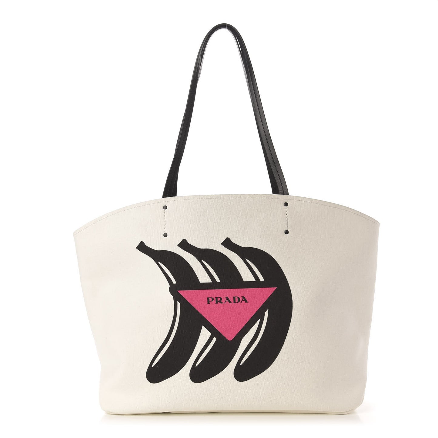 Canapa Banana Print Logo Shopping Tote White