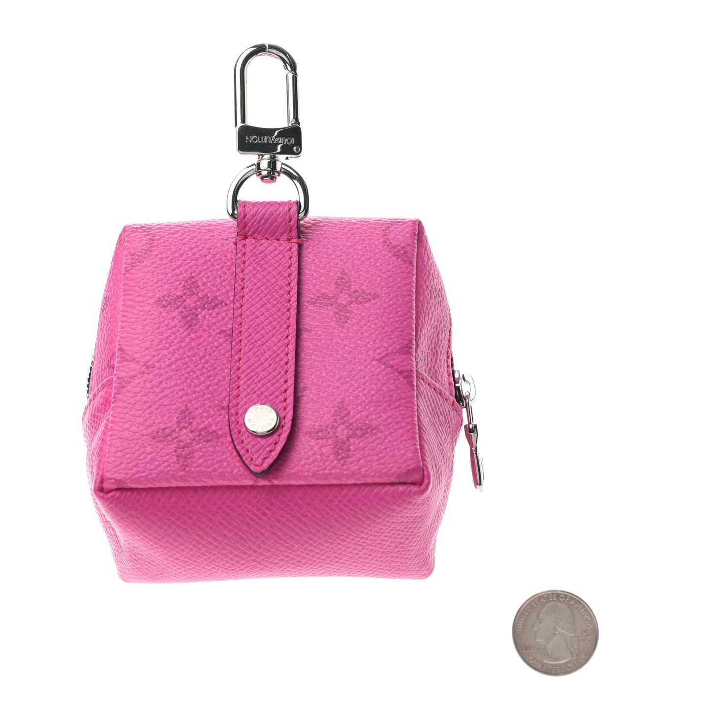 Taigarama Box Pouch Bag Charm Key Ring Fuchsia