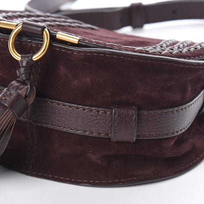 Chloe Suede Calfskin Braided Mini Marcie Round Crossbody Bag Carbon Brown 10 of 10