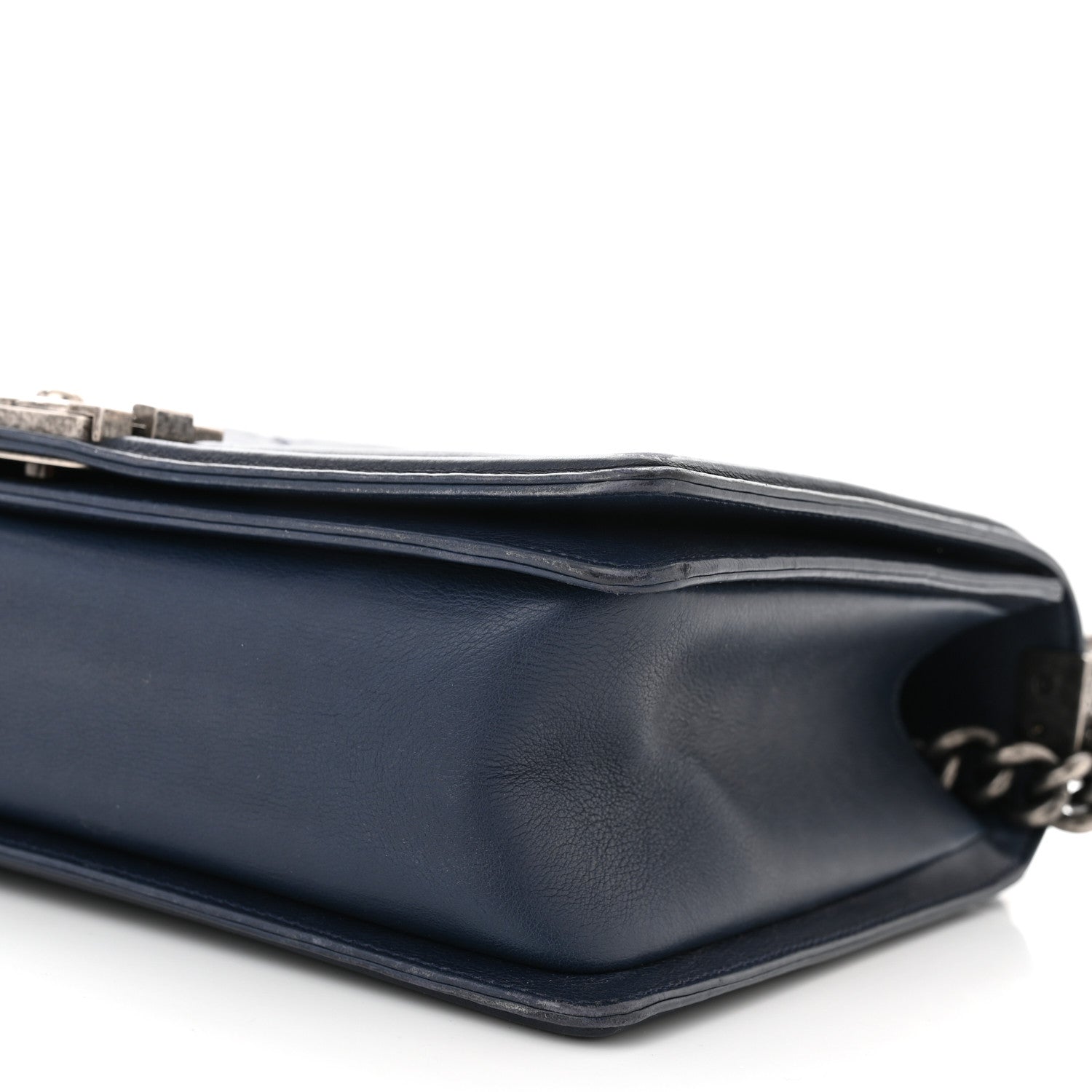 Chanel Calfskin Double Stitch New Medium Boy Flap Navy Blue 10 of 13