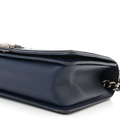 Chanel Calfskin Double Stitch New Medium Boy Flap Navy Blue 10 of 13