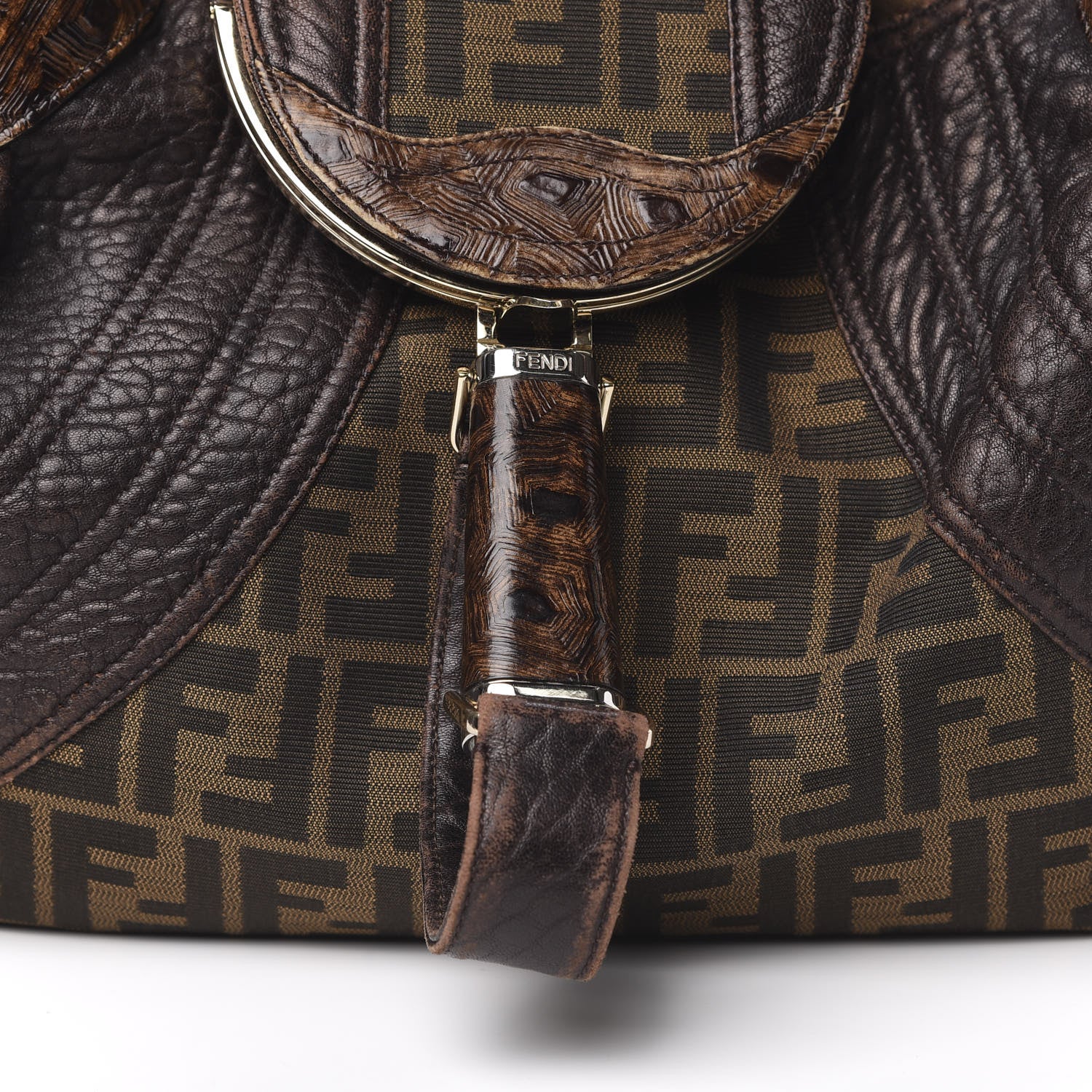 Fendi Zucca Nappa Nuvolata Vitello Tortuga Spy Tobacco Moro 10 of 10