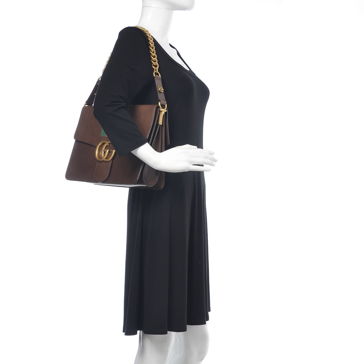 Tuscany Lux Calfskin Web GG Marmont Shoulder Bag Fondent