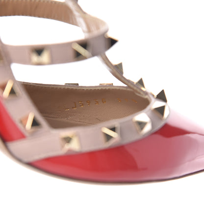 Valentino Garavani Patent Nappa Rockstud Ankle Strap 100mm Pumps 39.5 Rosso Valentino Poudre 8 of 8