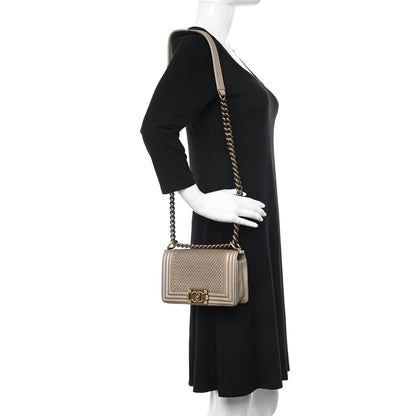 Chanel Metallic Lambskin Small Scaled Boy Flap Gold 2 of 10