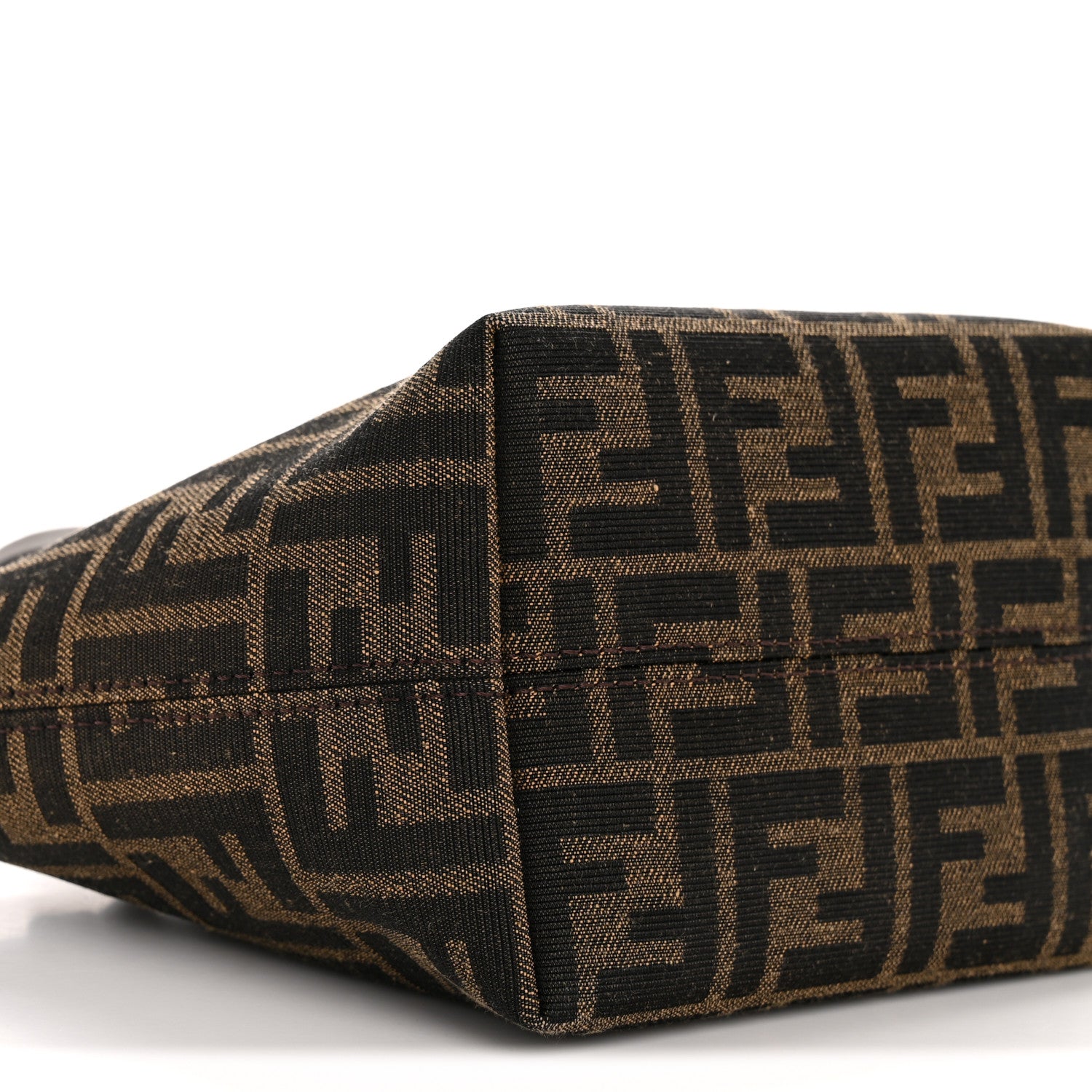 Fendi Fabric Jacquard Vitello Grace FF 1974 Mini Roll Tote Tobacco Moro Ebano 9 of 11