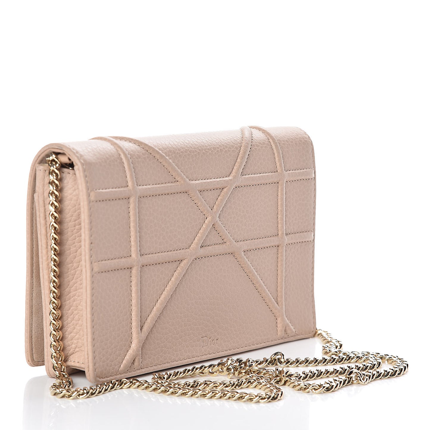 Grained Calfskin Diorama Wallet on Chain Pouch Nude
