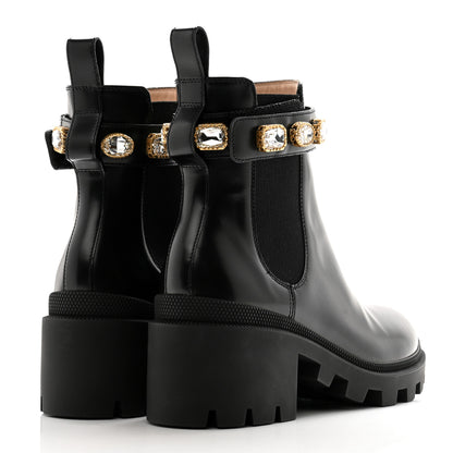 Gucci Calfskin Crystal GG Trip Chelsea Ankle Boots 38.5 Black 4 of 13