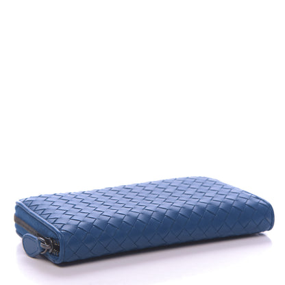 Bottega Veneta Nappa Intrecciato Zip Around Wallet Blue 4 of 7