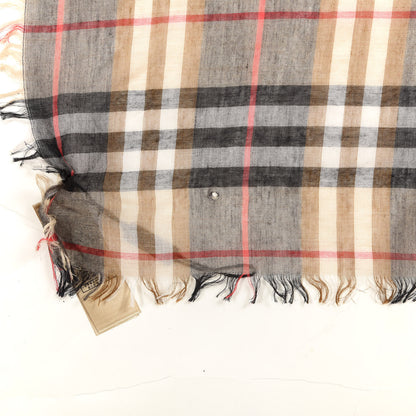 Burberry Modal Wool Castleford Check Lightweight Scarf Camel 4 of 4