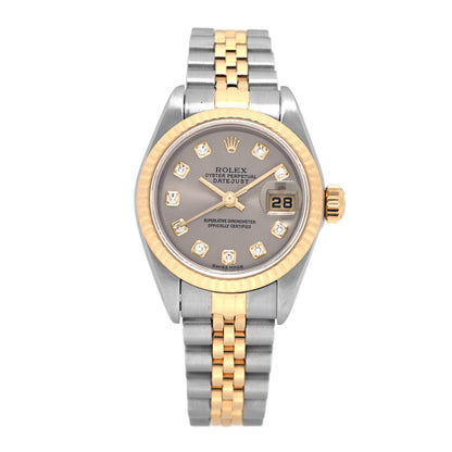 Rolex Stainless Steel 18K Yellow Gold Diamond 26mm Oyster Perpetual Datejust Watch Silver 79173 1 of 5