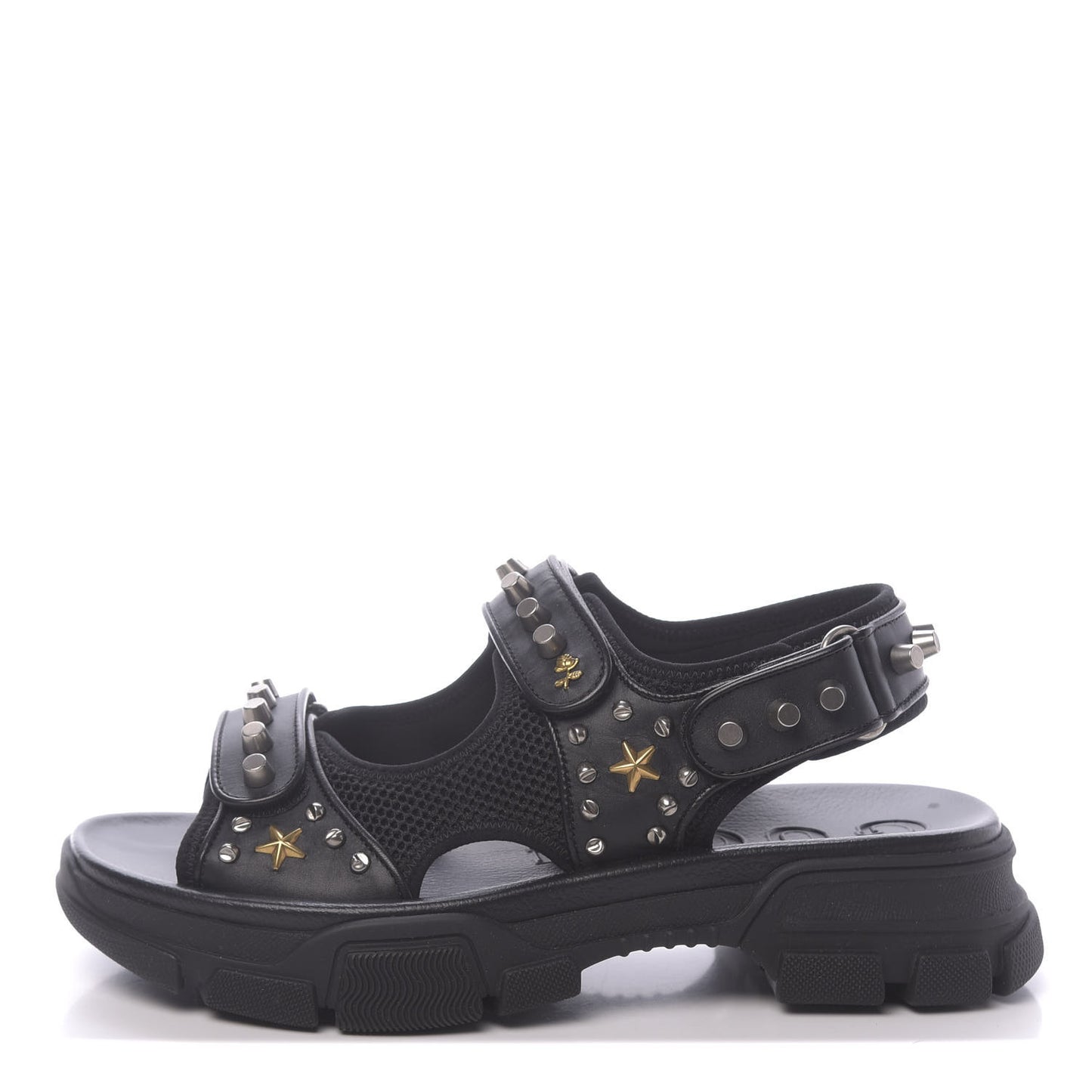 Nappa Mesh Studded Mens Aguru Sandals 10 Black