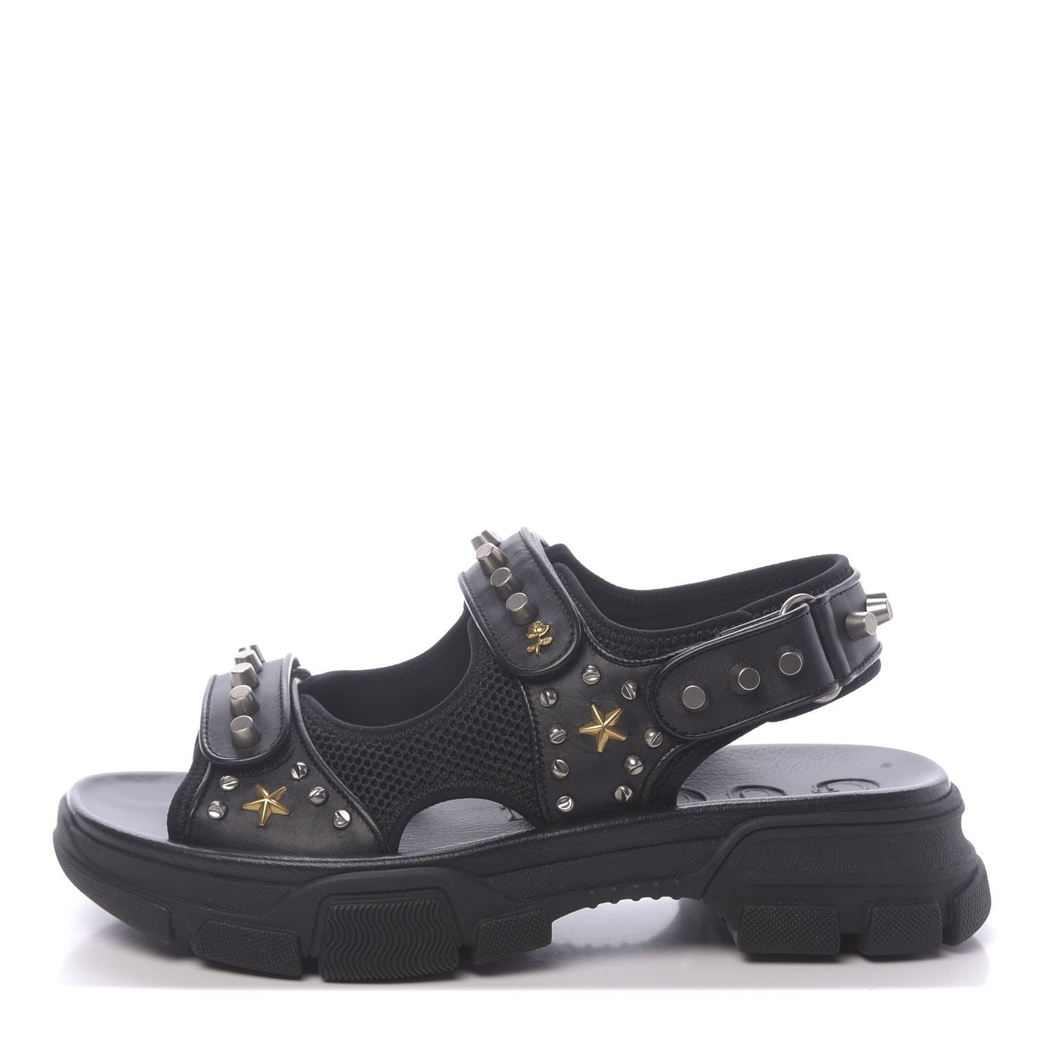Gucci Nappa Mesh Studded Mens Aguru Sandals 10 Black 1 of 10