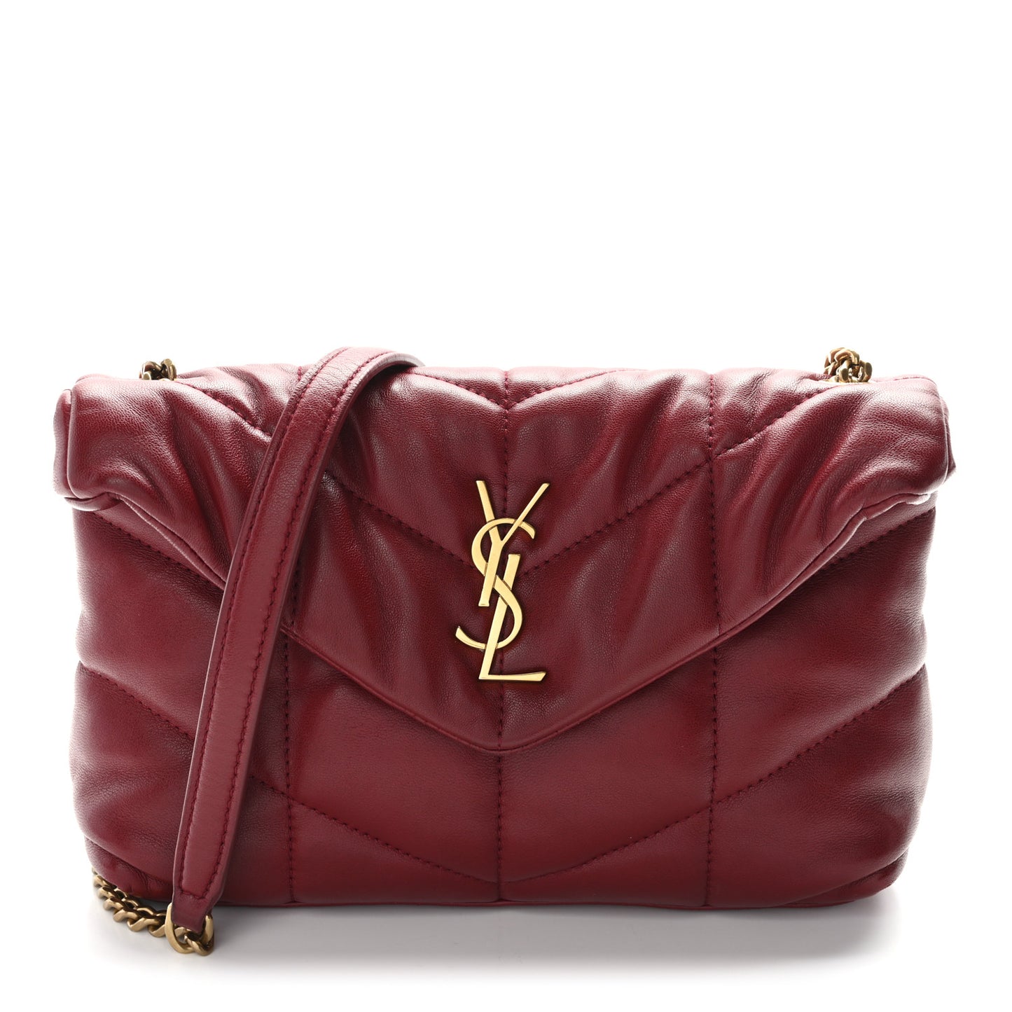 Lambskin Quilted Toy Loulou Puffer Monogram Chain Satchel Red