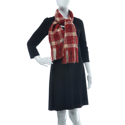 Burberry Merino Wool Check Scarf Red 3 of 5