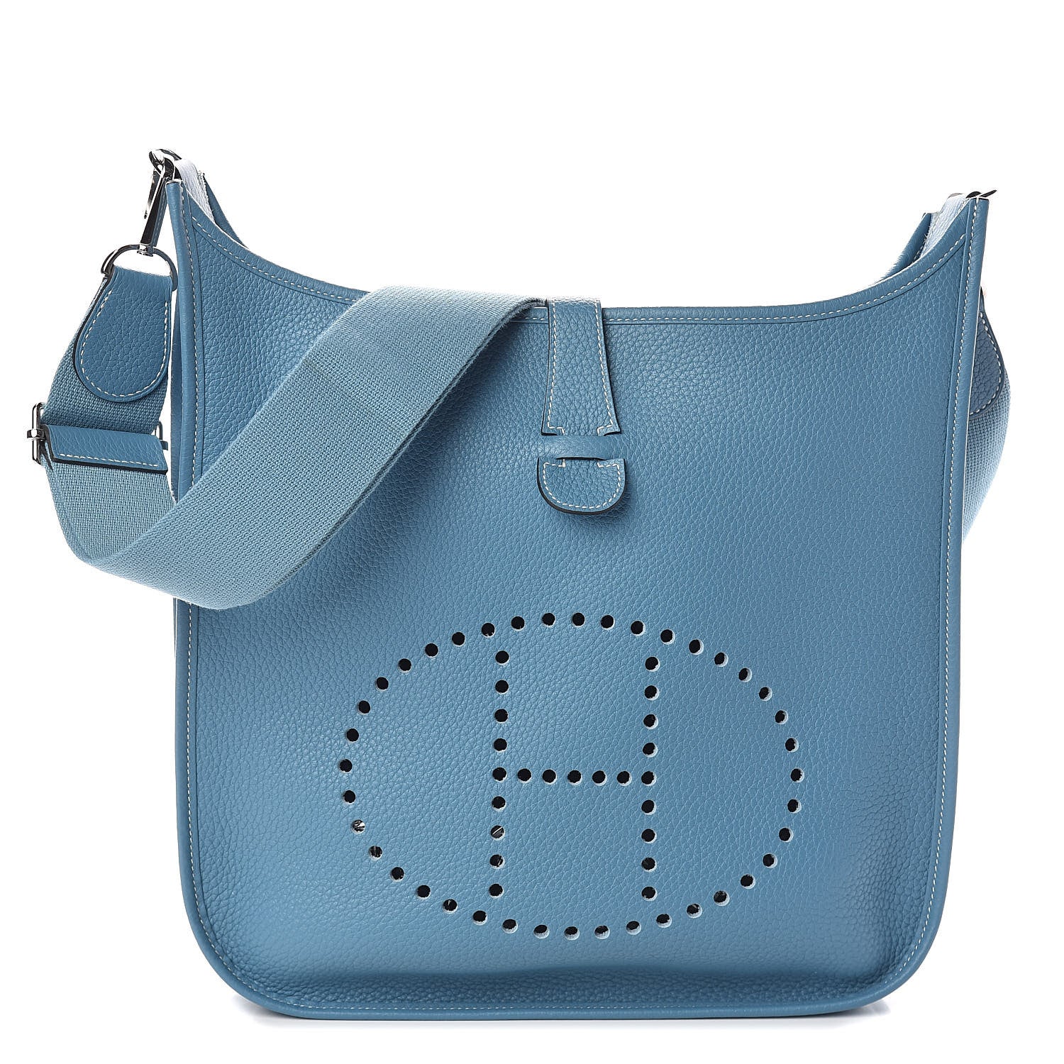 Hermes Taurillon Clemence Evelyne III GM Blue Jean 1 of 10