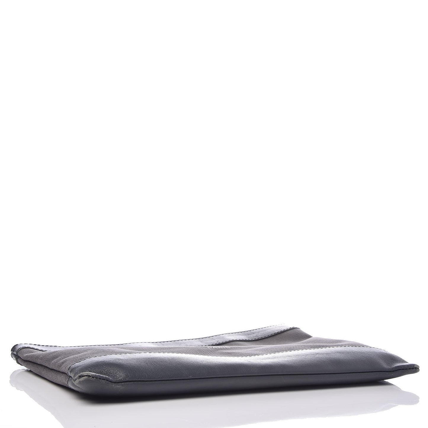 Cotton Canvas Calfskin Logo Clutch Ombre Grey Gradient