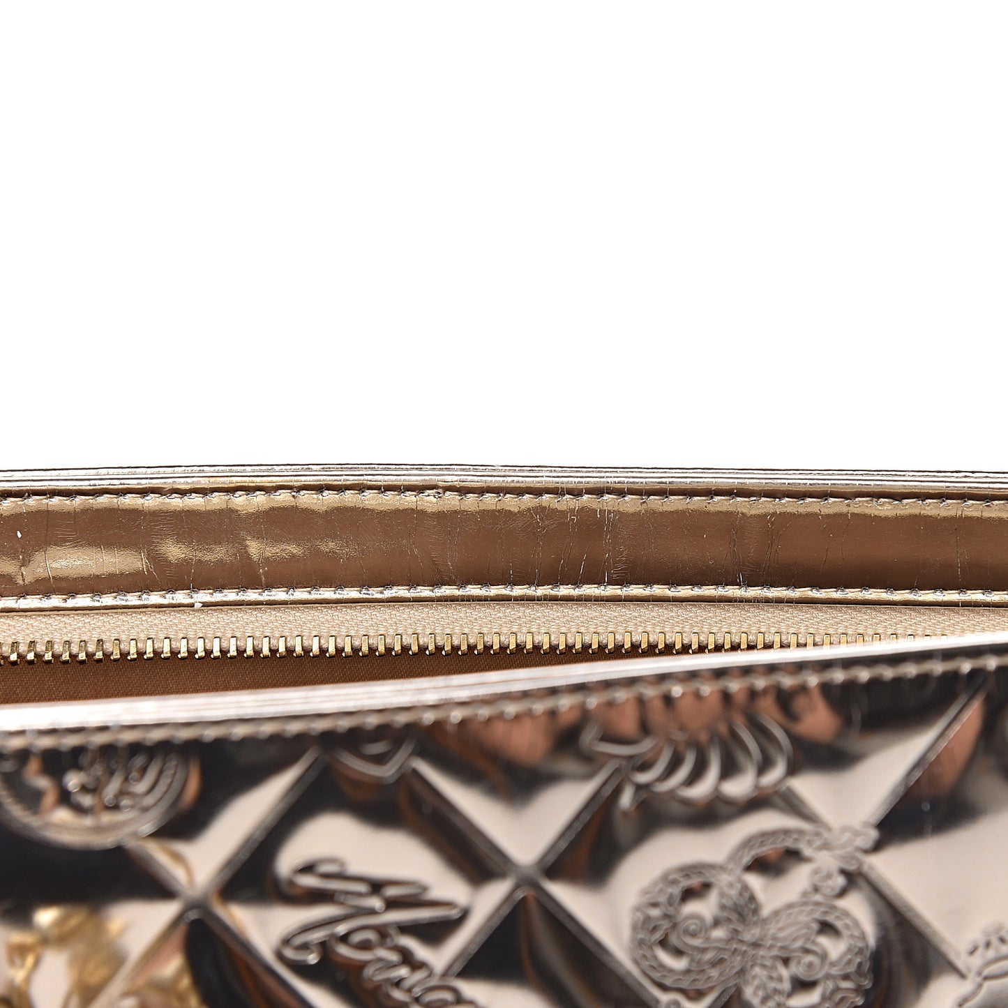 Metallic Patent Calfskin Lucky Symbols Pochette Gold
