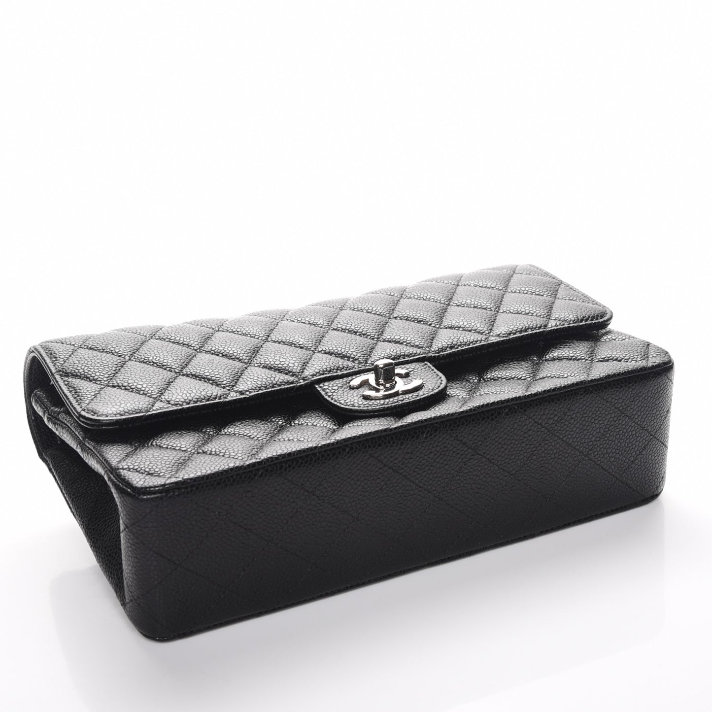 Caviar Quilted Medium Double Flap Black