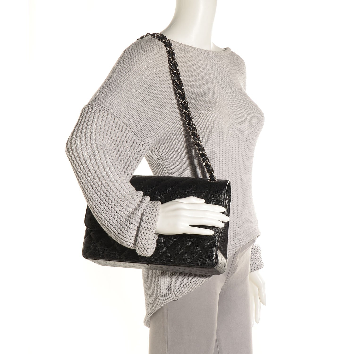Chanel Caviar Quilted Jumbo Double Flap Black 2 of 8