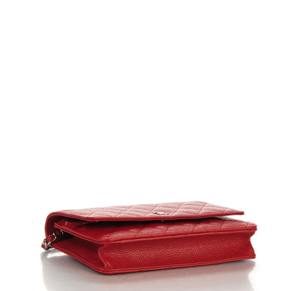 Chanel Caviar Quilted Wallet On Chain WOC Dark Red 4 of 7