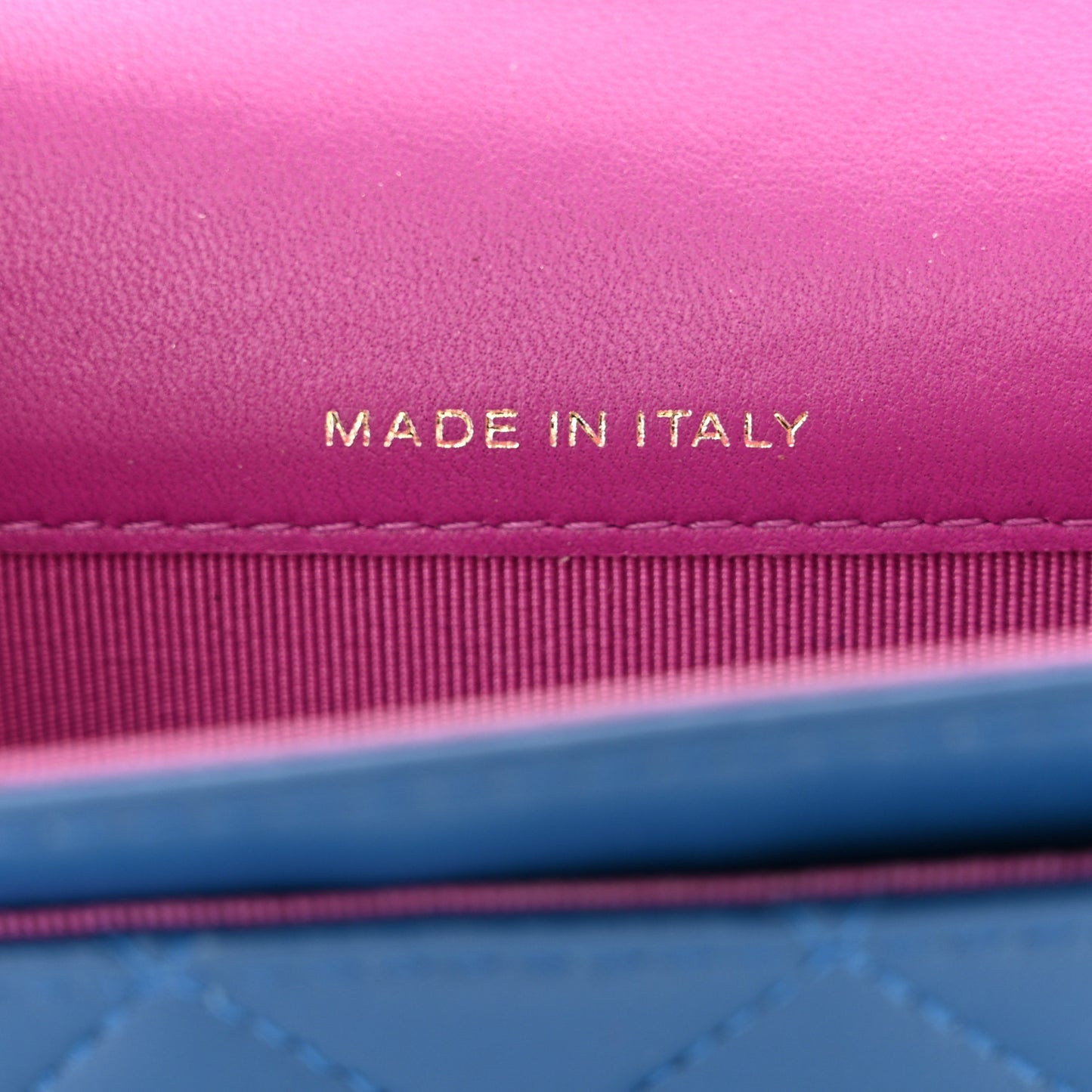 Lambskin Quilted Flap Card Holder Wallet Blue Pink