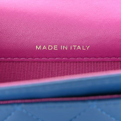 Chanel Lambskin Quilted Flap Card Holder Wallet Blue Pink 7 of 13