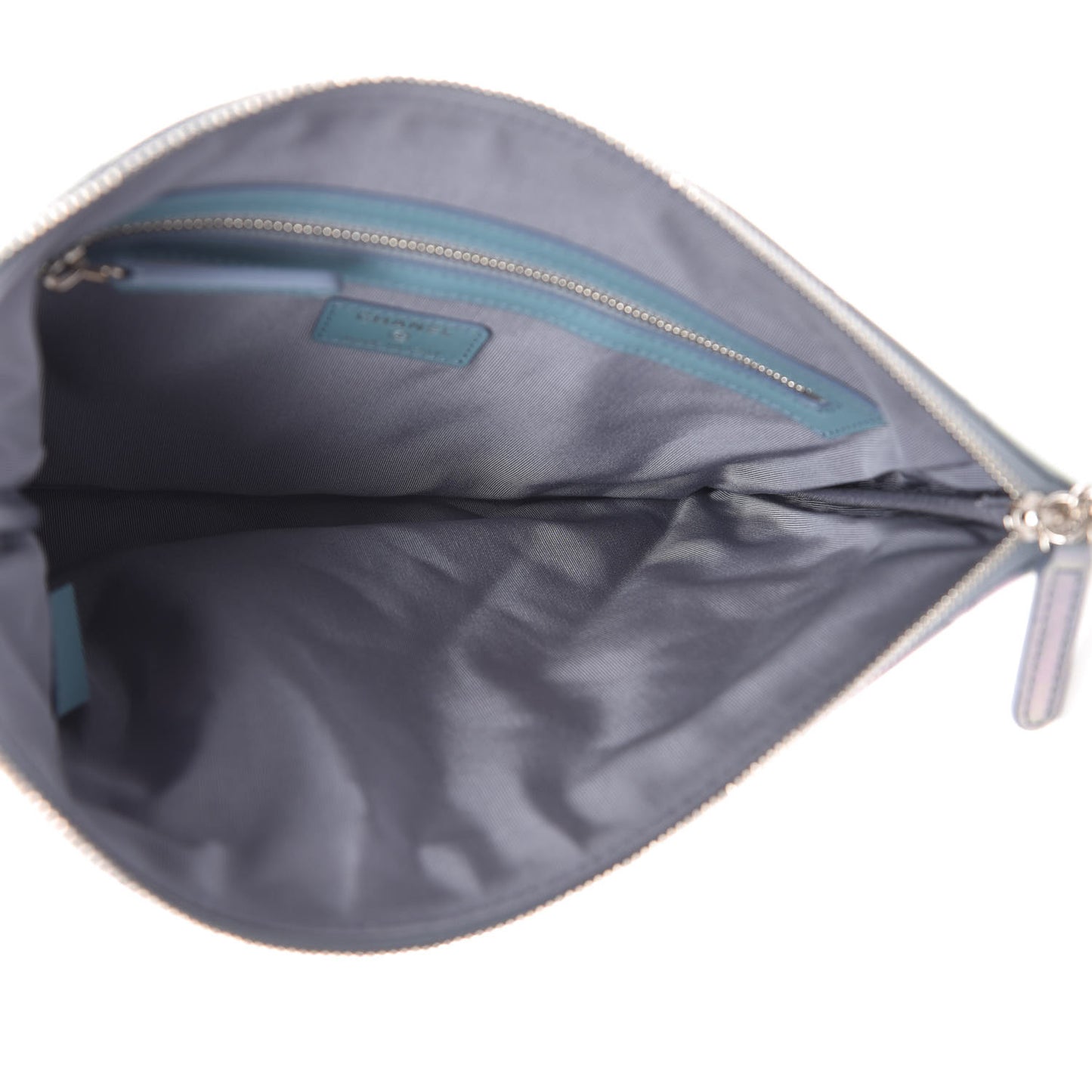 Iridescent Crumpled Calfskin Medium Cosmetic Case Purple
