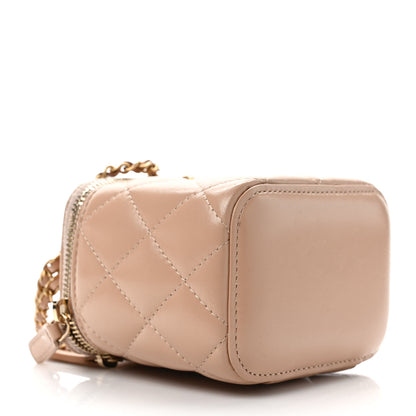 Chanel Calfskin Quilted Mini Perfect Fit Vanity Case With Chain Beige 4 of 11